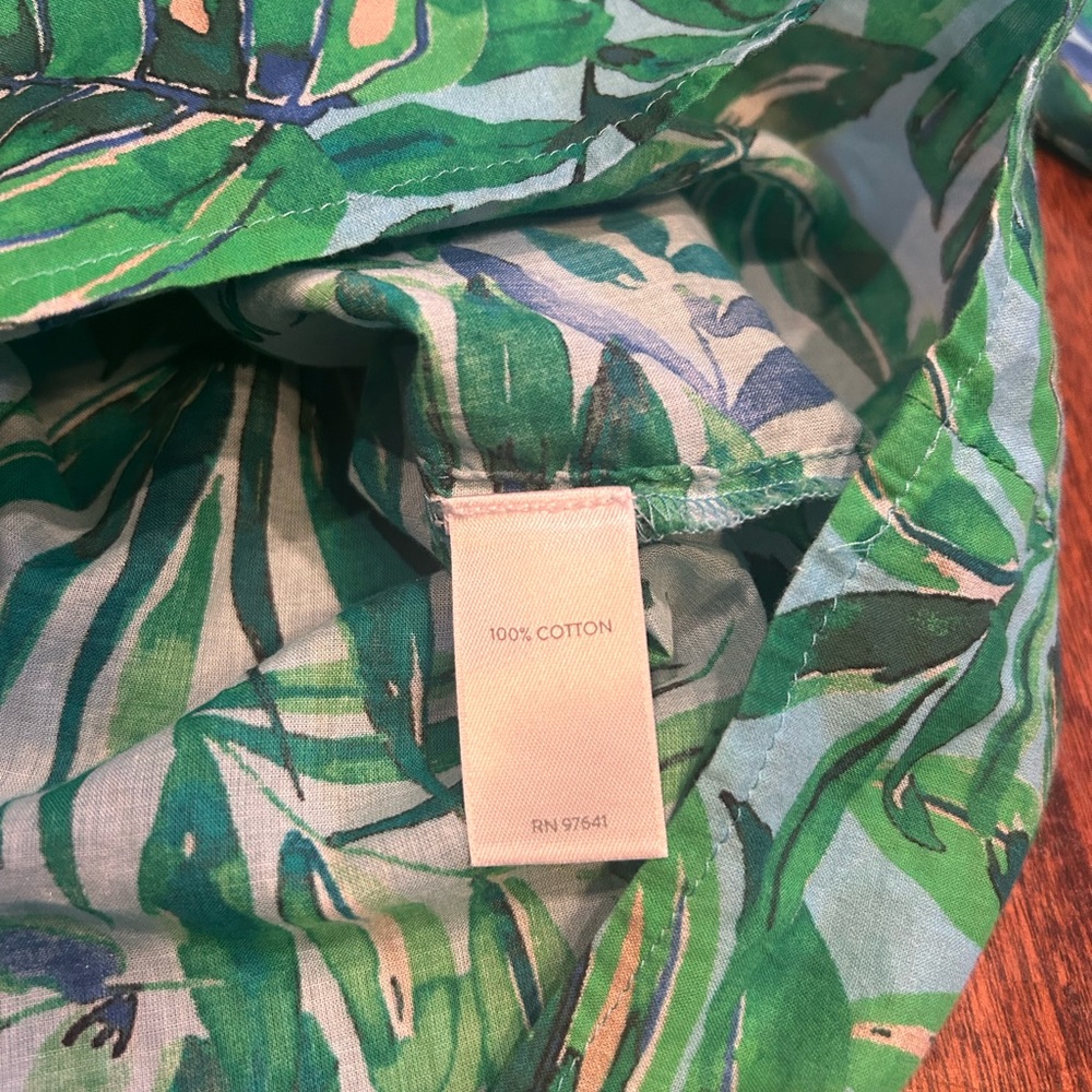 J Jill vibrant pop over cotton 3/4 sleeve lightweight boxy tropical top med Airy - Picture 3 of 4